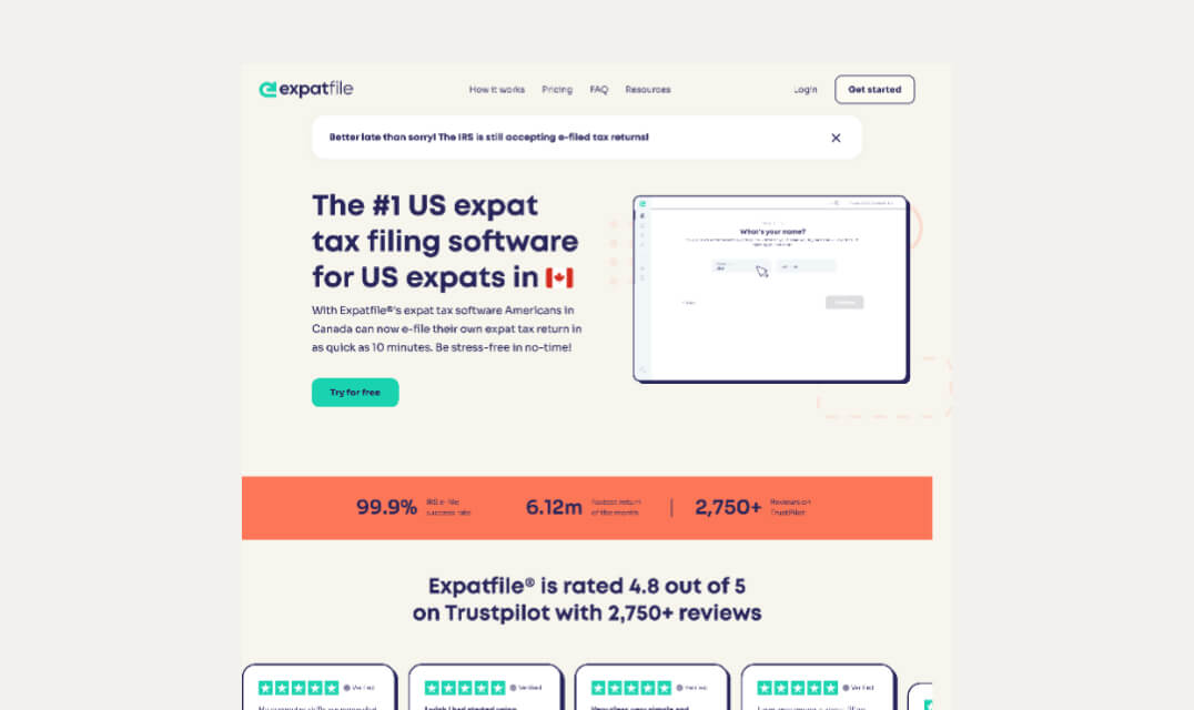 Sales Landing Page Examples - Expatfile