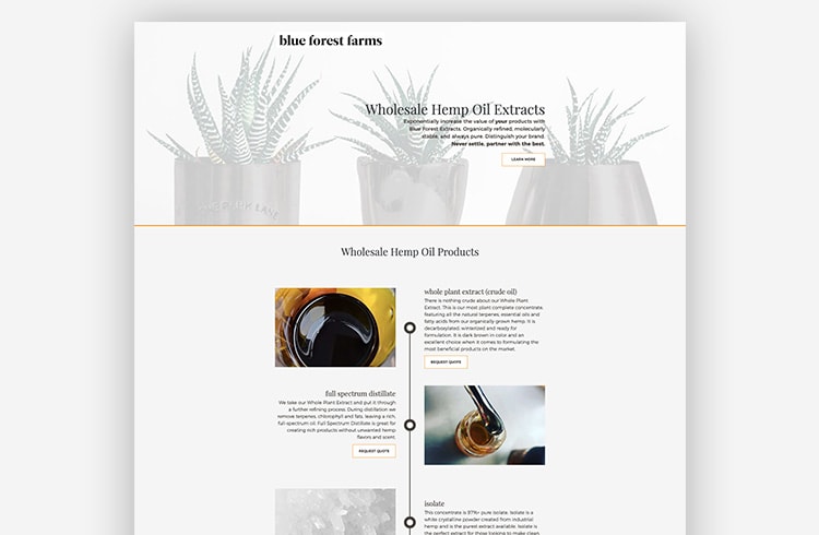 Blue Forest Farms landing page example
