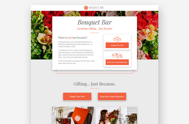 Bouquet Bar landing page example