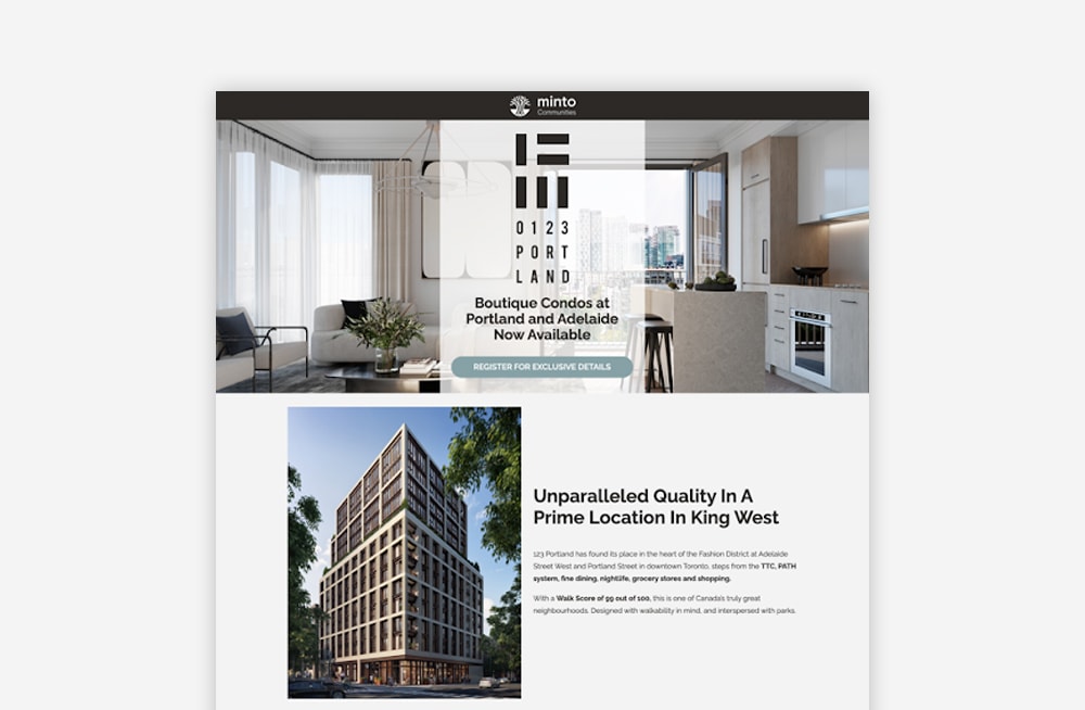 Real Estate Landing Page Examples - Minto