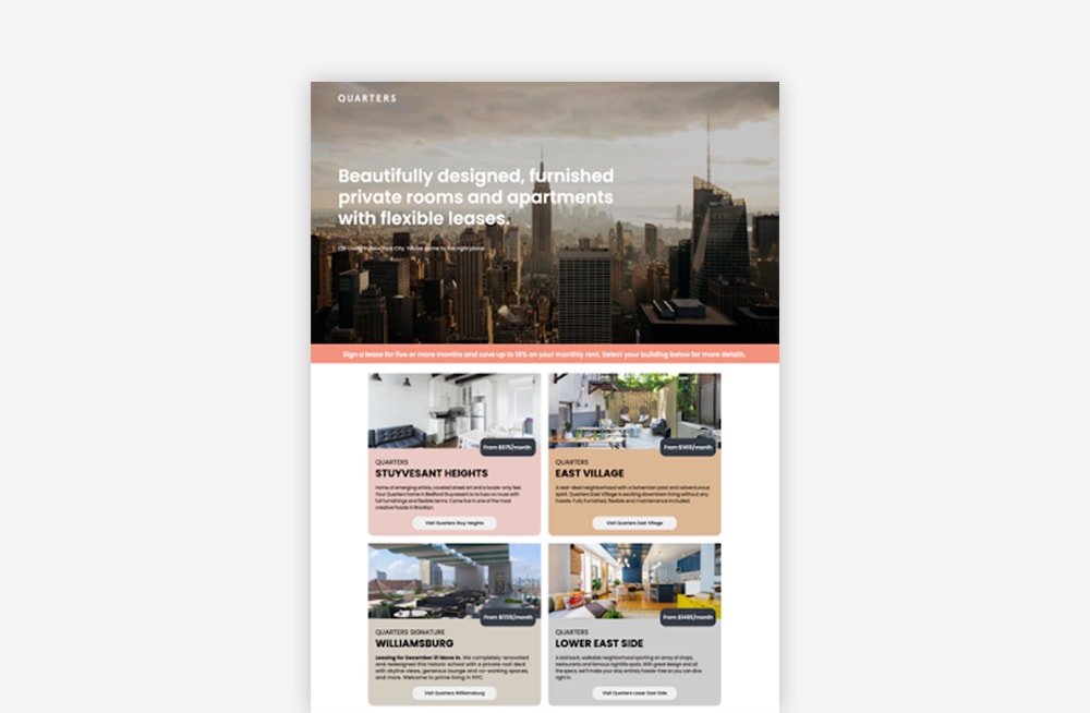 Real Estate Landing Page Examples - Quarters