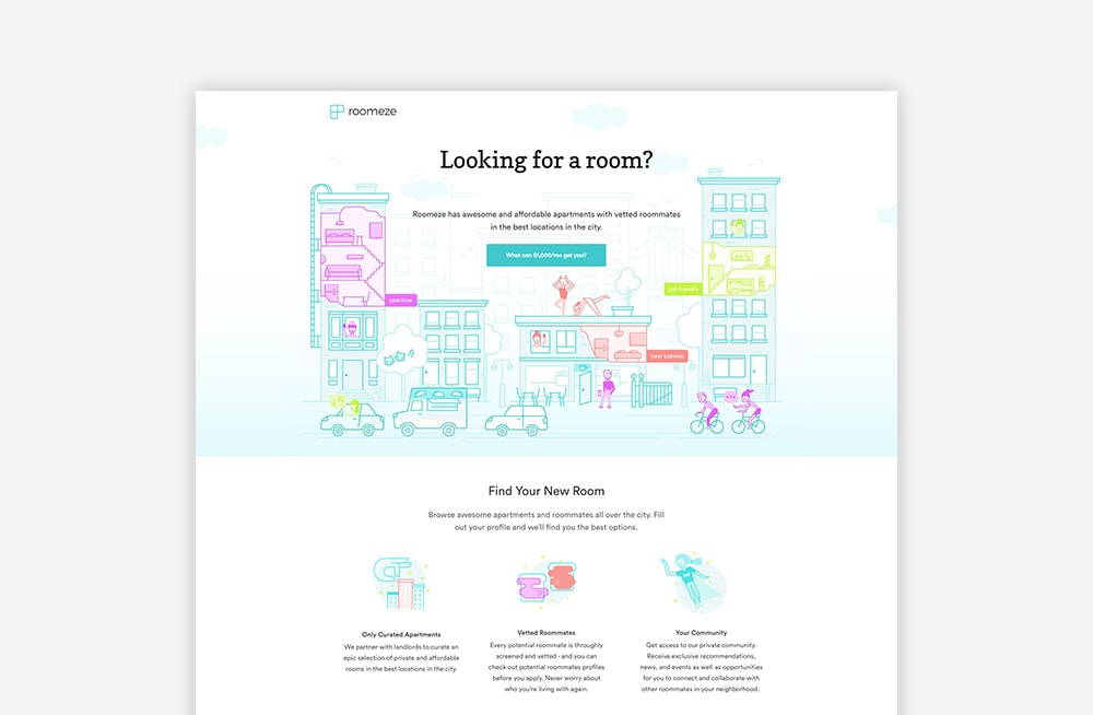 Real Estate Landing Page Examples - Roomeze
