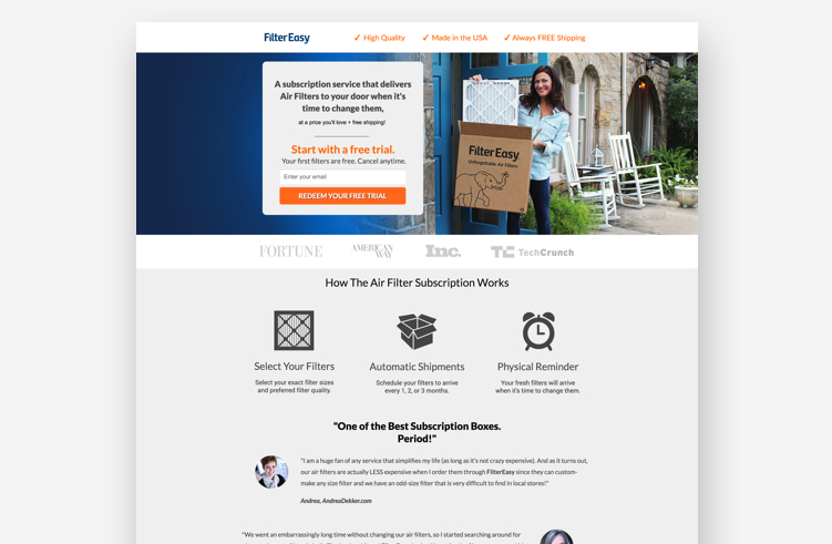 High-Converting Landing Page: FilterEasy