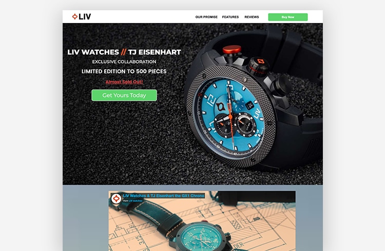 Ecommerce Landing Page: LIV Watches