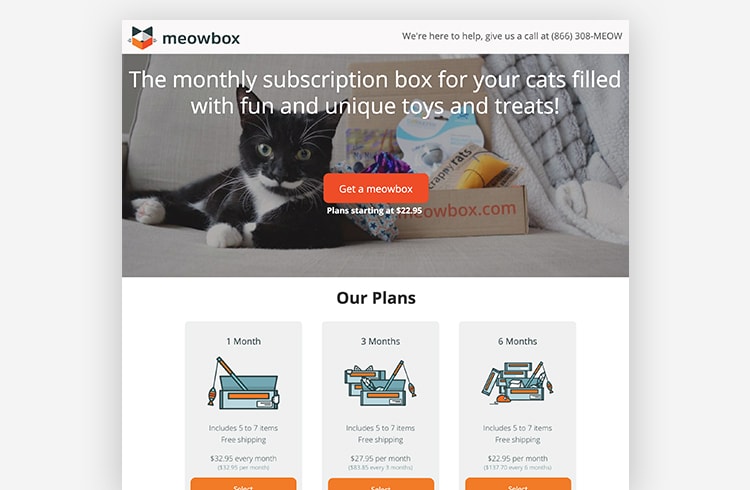 Ecommerce Landing Page: Meowbox
