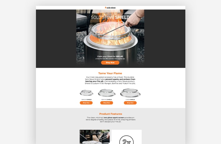 Ecommerce Landing Page: Solo Stove