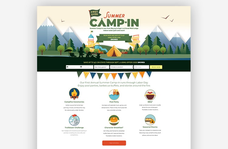 Ecommerce Email Marketing - Great Wolf Lodge Landing Page