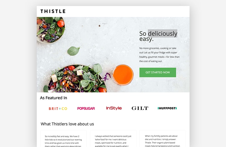 Ecommerce Landing Page: Thistle