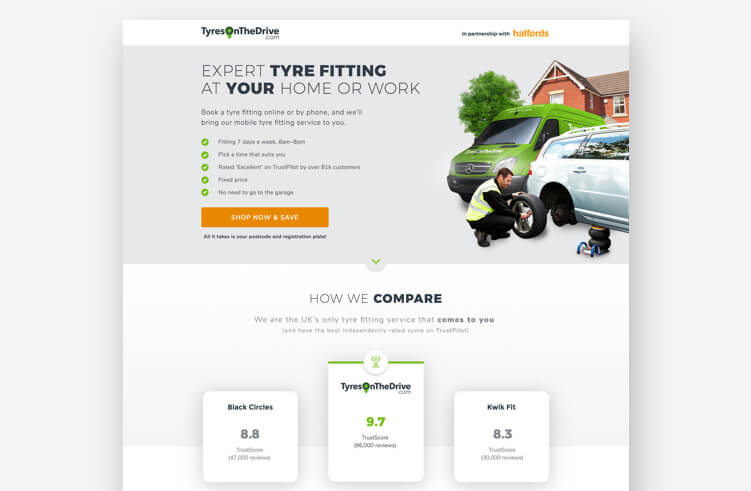 High-Converting Landing Page: TyresOnTheDrive