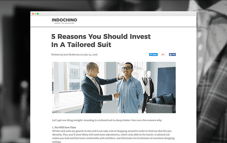 Example Mock Article from Indochino