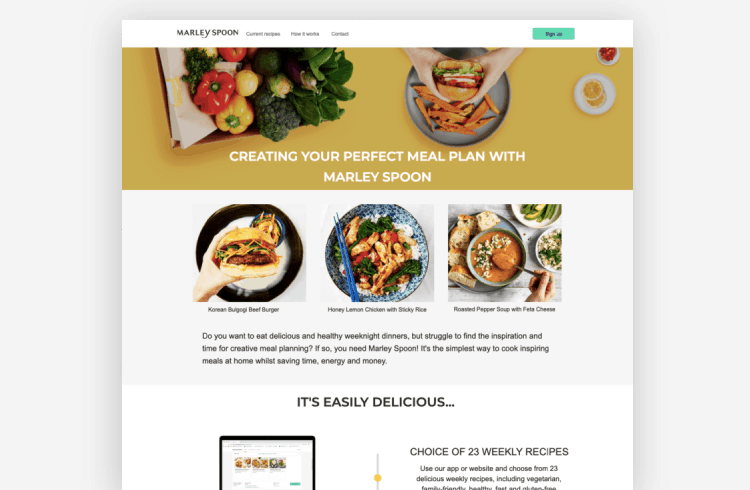 Ecommerce Landing Page: Marley Spoon