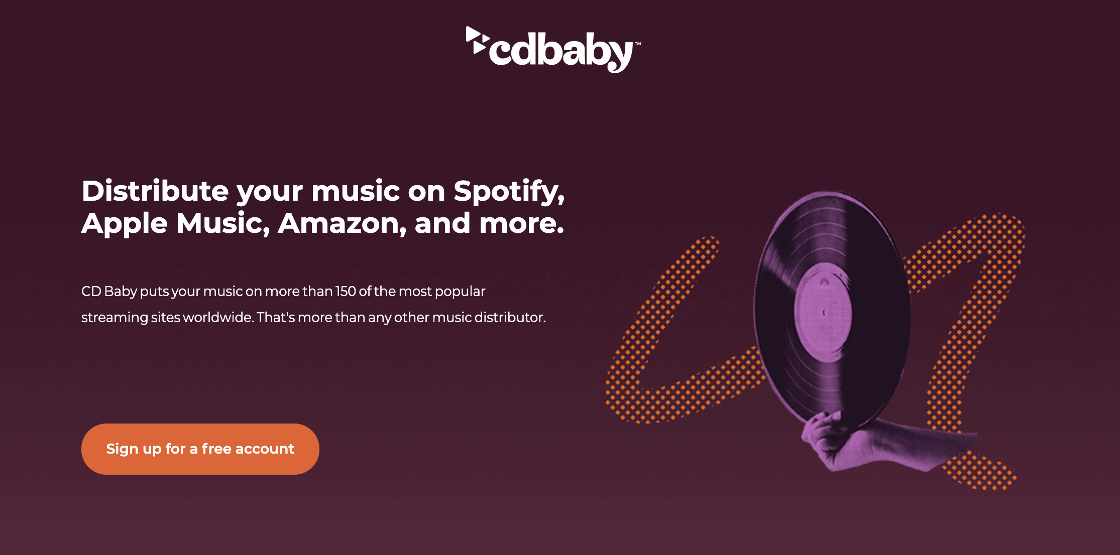 CD Baby Landing page example