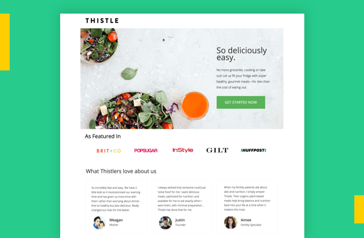 Sales Landing Page Examples - Thistle