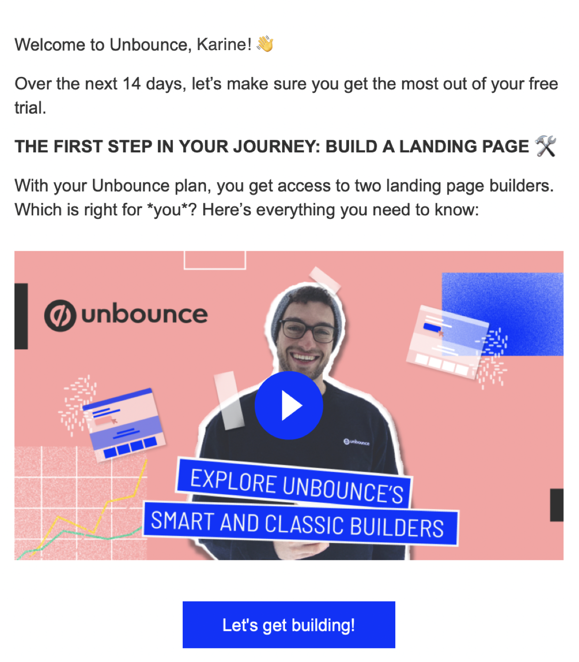 Screenshot of Unbounce email